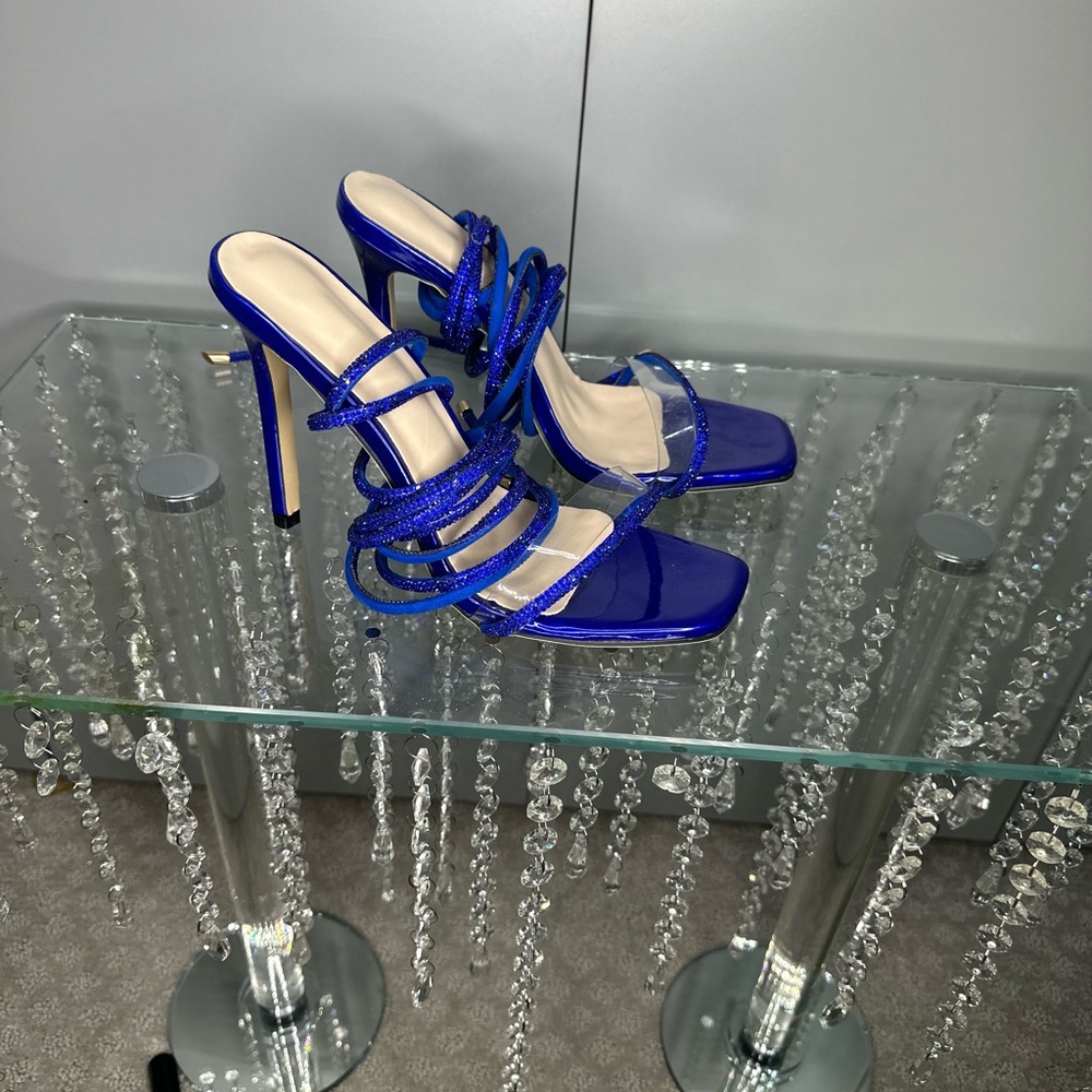 Brand New strap woman blue sandal shoes 42